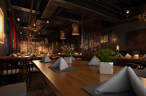 郴州简约大气中式风格餐厅设计装修效果图