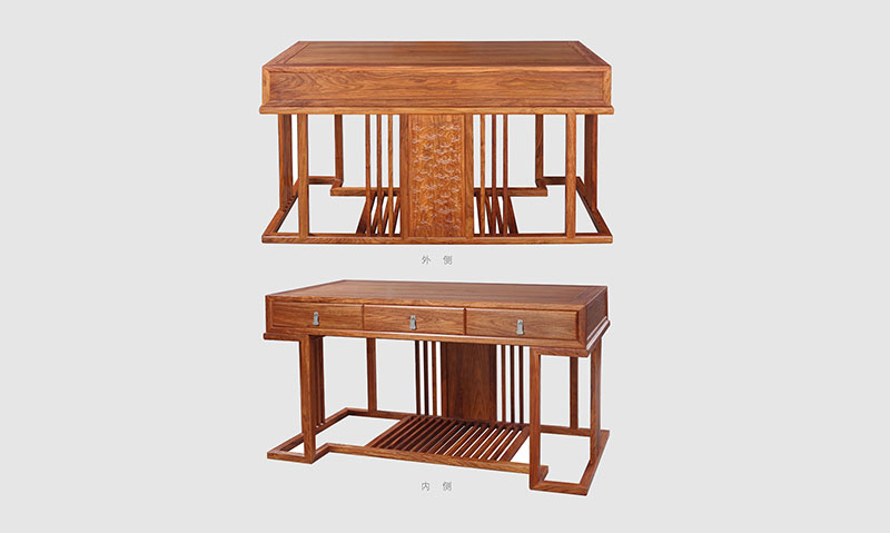 郴州 别墅中式家居书房装修实木书桌效果图